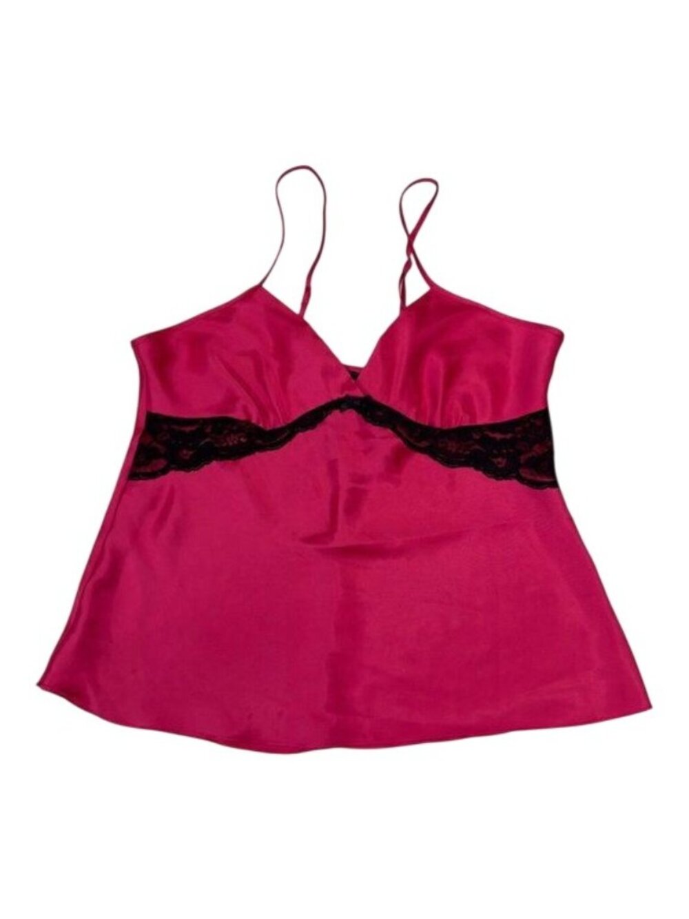 Apt 9 Womens Intimates Top Sz L Pink Satin-Black Lace-Sleeveless Sleepwear